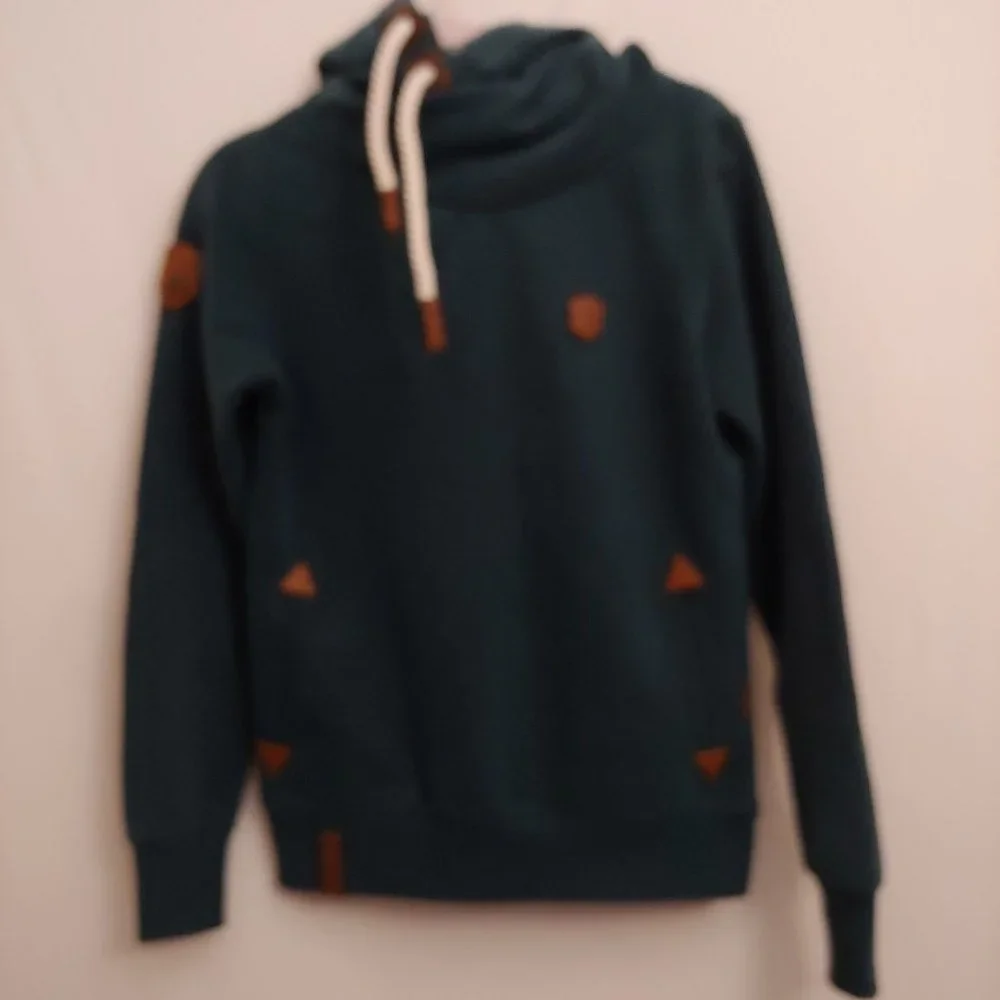 Naketano Brave New World Thick Teal Coastal Cowl Neck Pullover Hoodie Medium - Picture 1 of 14